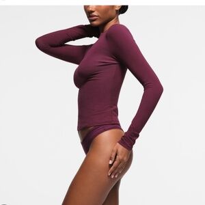Skims Cotton Jersey Deep Berry Set